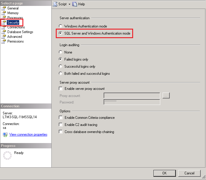 Смешанный режим аутентификации SQL Server